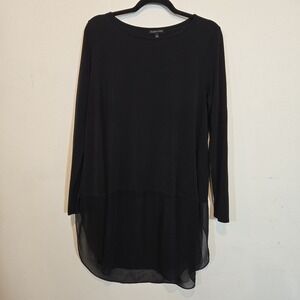 Eileen Fisher 100% Silk Tunic With Chiffon Hem Size Large